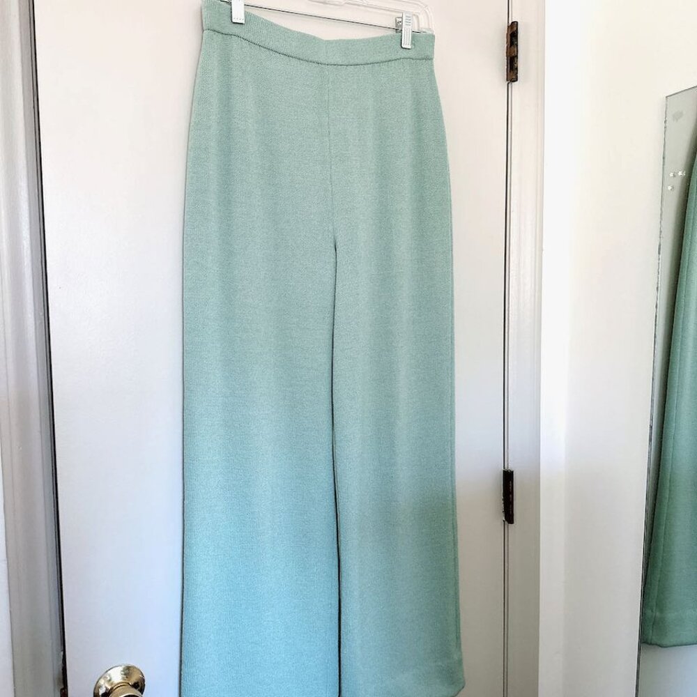 ST JOHN COLLECTION SPORT CHENILLE MINT GREEN MATCHING WIDE LEG PANTS SZ M 6 - Picture 9 of 16